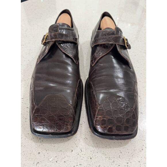Paolo De Marco Crocodile Dark Brown Dress Shoes Single Strap Men’s Size 16 M main image 4